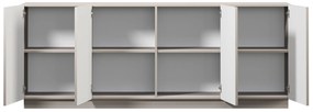 Komoda Lorini 200 cm štvordverová - kašmír / čierne úchytky T-bar