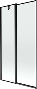 Mexen Flip, 1-krídlová vaňová zástena 100 x 150 cm, 6 mm číre sklo, čierny profil, 894-100-101-70-70