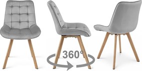 Jedálenská stolička SORIA 360 zamatová, svetlosivá / hnedé nohy