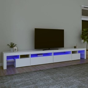 TV skrinka s LED svetlami biela 290x36,5x40 cm