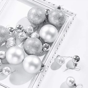 Vianočné guľky - strieborné KL-21X08 (36ks)