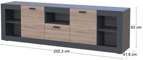 Dvojdverová komoda so zásuvkou Dolin CH-2D/1DR - grafit / dub sonoma