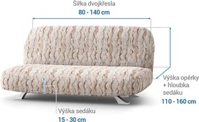 Bielastické poťahy OCEANO NOVÉ béžové dvojkreslo s drevenými rúčkami (š. 80 -140 cm)