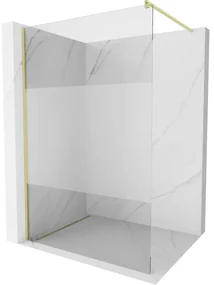 Mexen Kioto, sprchová zástena Walk-In 120 x 200 cm, 8mm číre sklo-námraza, zlatý matný profil, 800-120-101-55-35