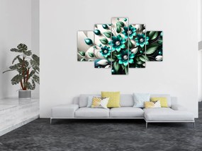 Obraz - 3D tyrkysové kvety (150x105 cm)