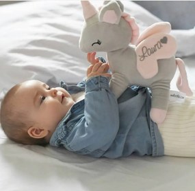 Mojkáčik - Plyšový jednorožec šedo ružová M