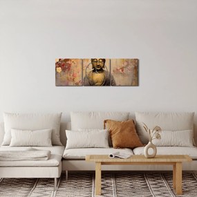 Obraz - Budha, maľba (s hodinami) (90x30 cm)