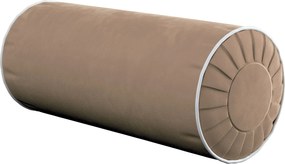 Valcový vankúš so záhybmi a ozdobným lemovaním farba produktu béžová látka lesklá, zamatová