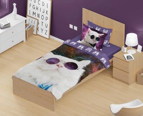 DETSKÉ BAVLNENÉ OBLIEČKY CAT 140X200 CM, 1KS 70X90 CM VZOROVANÉ