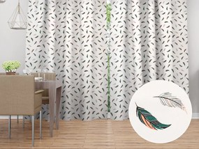 Biante Bavlnený záves Sandra SA-460 Zeleno-ružové pierka na bielom 150x250 cm