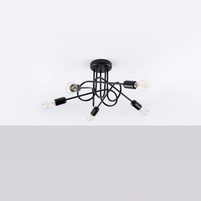 Sollux SL.1435 - Prisadený luster LOOP 5xE27/15W/230V čierna