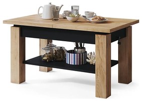 Rozkladací konferenčný/jedálenský stôl s policou ADONIS dub craft/čierna
