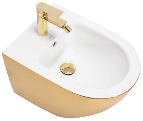 Rea Carlo Mini, závesný bidet 50x37 cm, biela - zlatá, REA-C2288