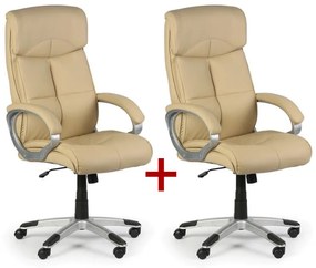 Kožené kancelárske kreslo FOSTER 1+1 ZADARMO, béžová