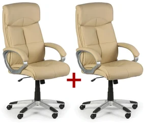 Kožené kancelárske kreslo FOSTER 1+1 ZADARMO, béžová