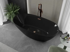 Mexen Eris, voľne stojaca vaňa 170 x 80 cm, čierna,  medený prepad, 53441708070-65
