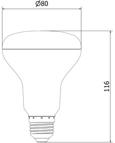 Mexen Nova, LED žiarovka E27, R80, 15W, Teplá - 3000K, 1575 lm - L105-E27-1530-01