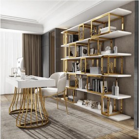 PISACÍ STÔL SCARLET BIELY LESK + ZLATÝ