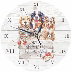 Bohemia Gifts Drevené hodiny - Pro milovníky psů, 24 cm