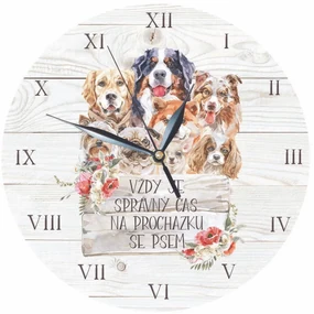 Bohemia Gifts Drevené hodiny - Pro milovníky psů, 24 cm