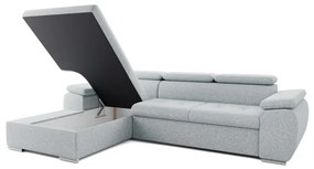 Rozkladacia rohová sedacia súprava do L s úložným priestorom PADUA sivá ľavá