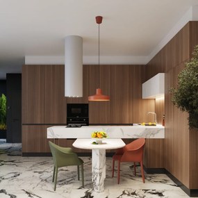 Závesné svietidlo Bilo, 1x okrovo červené kovové tienidlo