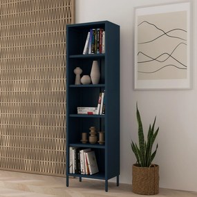 Knižnica do obývačky MARIO, 500 x 1800 x 350 mm, Modern: tmavomodrá farba