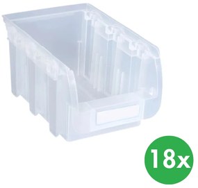 Plastový box COMPACT, 102 x 100 x 60 mm, 18 ks, priehľadný