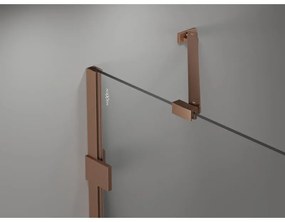 Mexen Lunar-B, pravostranný výklopný sprchový kút 100 x 100 cm, 8mm číre sklo, profil medená matná, 832-100-100-65-00-P