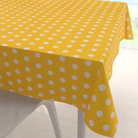 Biante Bavlnený štvorcový obrus Sandra SA-598 Biele bodky na žltom 130x130 cm