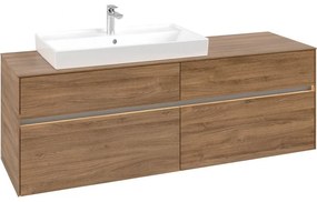 VILLEROY &amp; BOCH Collaro závesná skrinka pod umývadlo na dosku (umývadlo vľavo), 4 zásuvky, s LED osvetlením, 1600 x 500 x 548 mm, Oak Kansas, C026B0RH