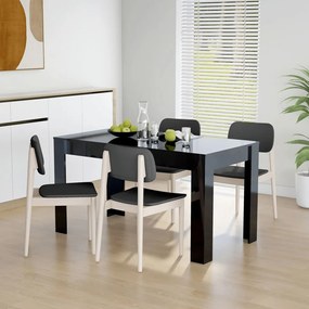 Jedálenský stôl lesklý čierny 140x74,5x76 cm drevotrieska