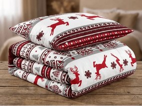 Obliečky z mikrovlákna JELEŇ A VLOČKA červené