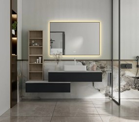 Erga Megan, LED zrkadlo 60x80cm (80x60cm) v čiernom ráme, 2185 lm, 3 farby svetla, zadné osvetlenie, ERG-V01-MEGAN-6080-BK