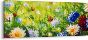 Obraz rozkvitnutej lúky, olejomaľba (120x50 cm)