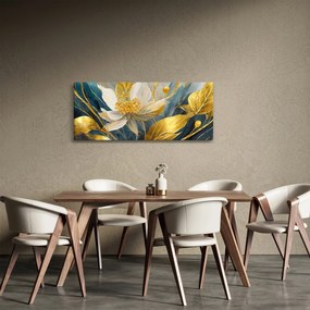 Obraz - Maľba zlatých kvetov (120x50 cm)