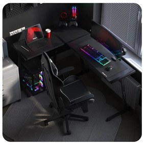 Rohový PC stolík Hyperion 6.0 (čierna). Akcia -19%. Vlastná spoľahlivá doprava až k Vám domov. 1087513