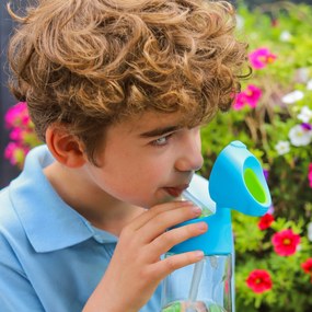 Fľaša na pitie so slamkou 600 ml - modrá/zelená