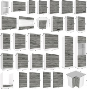 Kuchynská linka Belini 420 cm šedý antracit Glamour Wood s pracovnou doskou Uniqaplus   TOR UNIQAPLUS/4/WT/GW1/0/B1