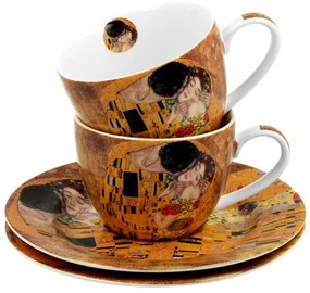 Súprava šálok s podšálkou espresso Klimt THE KISS 2 ks 90 ml hnedá