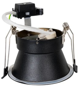 Set van 6 moderne inbouwspots zwart met goud GU10 70mm IP44 - Dept