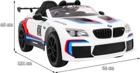 Ramiz BMW M6 GT3 Autíčko na batérie pre deti Biele + Ventilátor + Zvuky MP3 Svetlá + Diaľkové ovládanie