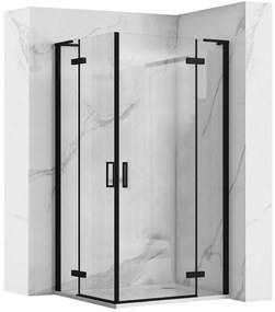 Rea Hugo Double, 2-krídlový sprchovací kút 90 (dvere) x 90 (dvere) x 200 cm, 6mm číre sklo, čierny profil, REA-K6601