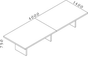 Konferenčný stôl Lineart 400 x 140 cm, brest tmavý