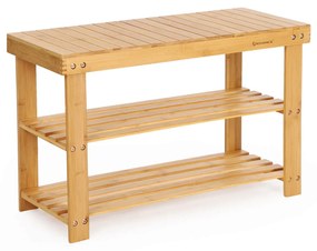 Bambusová lavica s priestorom na topánky REGINA, 70x28x45cm, prírodné drevo SongmicsHome