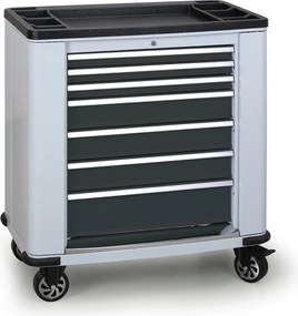 Pojazdný dielenský vozík na náradie G2, 7 zásuviek, 1030 x 900 x 530 mm, grafit