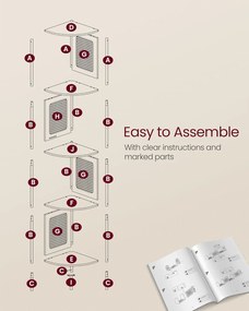 5-úrovňová rohová polica, polica na knihy s polyratanovými stranami, farba dub a béžová