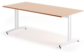 Stôl SANNA, 1800x800x720 mm, biela/buk