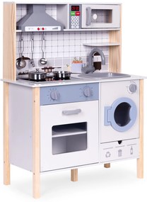 ECOTOYS Drevená kuchynka s LED, zvukmi, práčkou a príslušenstvom
