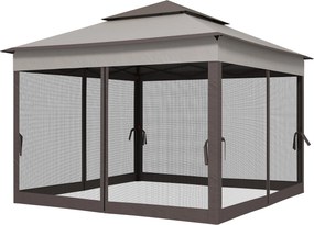 Skládací altán Outsunny s bočními stěnami - zahradní stan s nosnou taškou světle šedý 3,25 x 3,25 x 2,7 m | Aosom